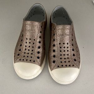 Native size 11 Glitter gold/pewter shoes